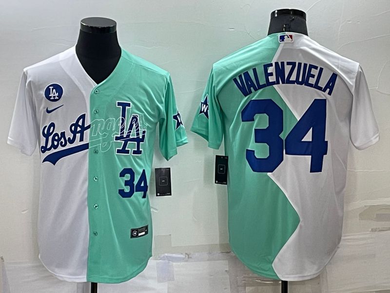 Men Los Angeles Dodgers #34 Valenzuela green white Nike 2022 MLB Jersey1->los angeles dodgers->MLB Jersey